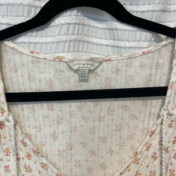 Lucky Brand Cream Ruffled Tie Front Blouse - Picture 3 of 7